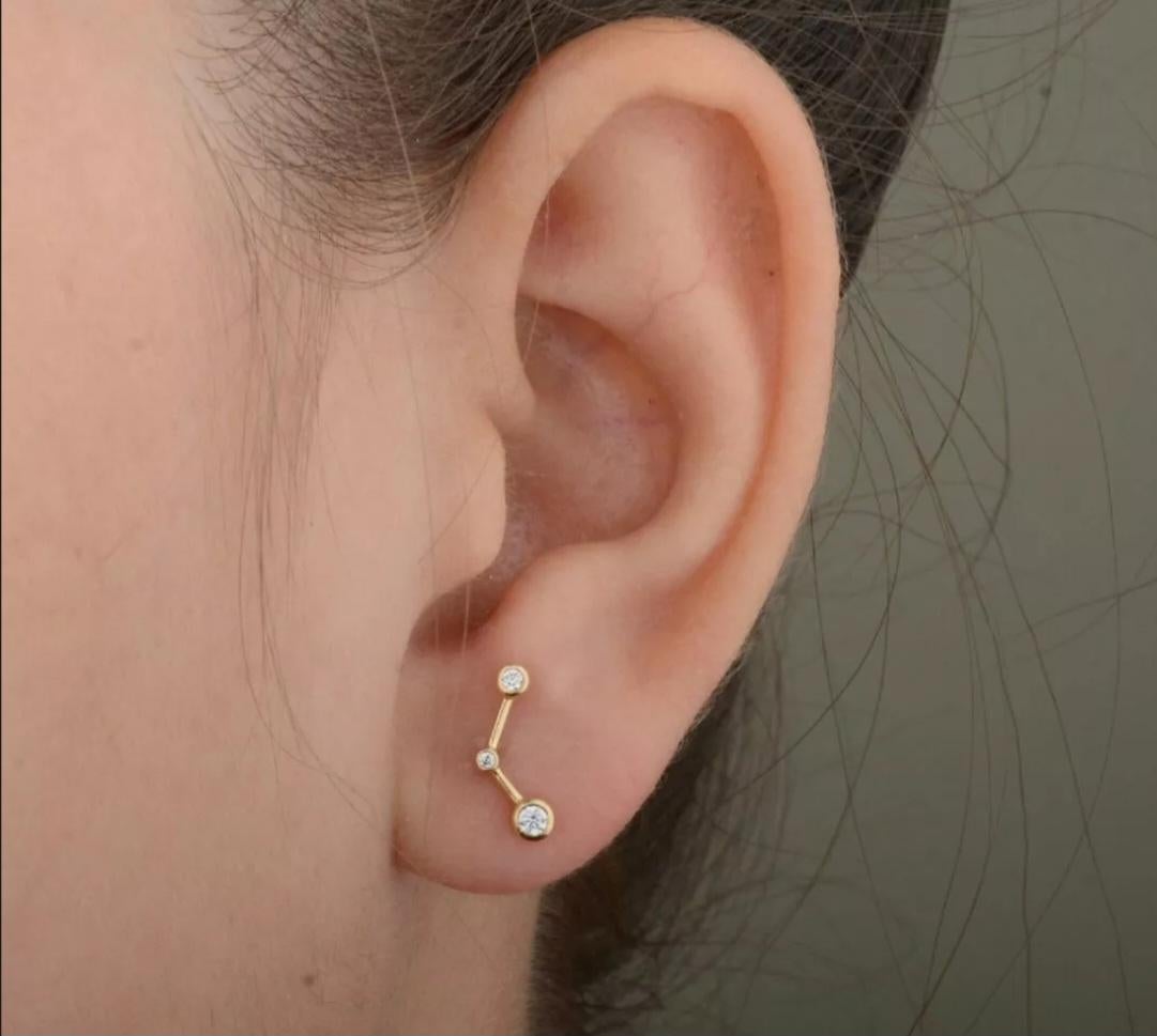Orecchino con diamante in oro massiccio 14k Gioielli di design minimalisti Regalo di compleanno. in vendita 3
