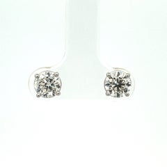 Diamond Stud Earring 1.86 Carats I-J VS2 14 Karat White Gold Basket Setting