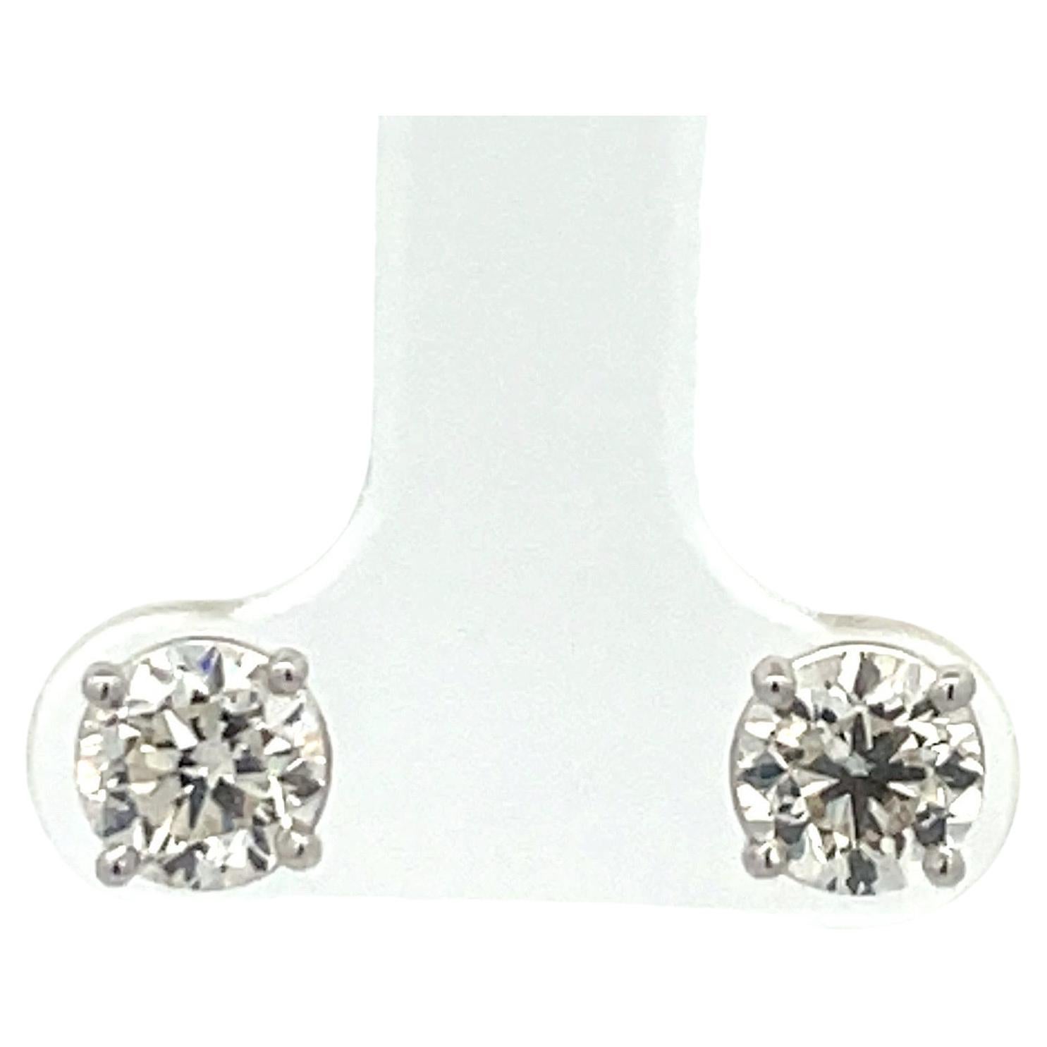 Diamond Stud Earring 1.86 Carats I-J VS2 14 Karat White Gold Basket Setting For Sale