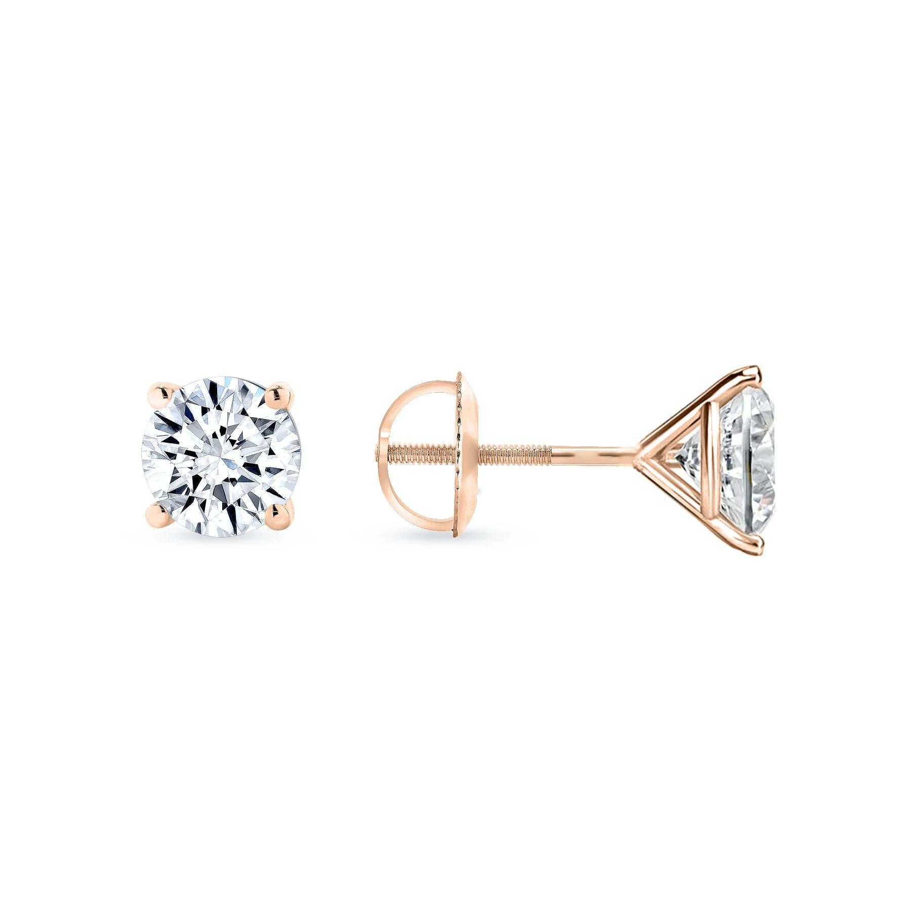 Taglio rotondo Orecchini Martini a quattro punte con chiusura a vite in oro 14K in vendita