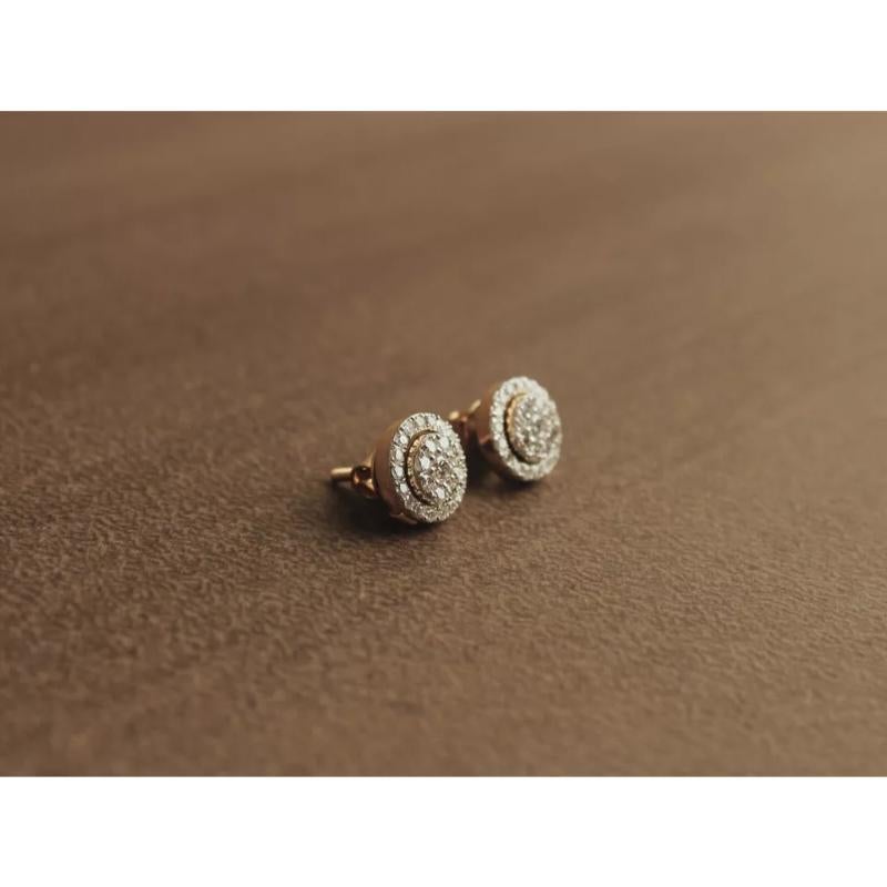 Diamond Stud Earring Made in 14K Solid Yellow Gold In New Condition For Sale In Chicago, IL
