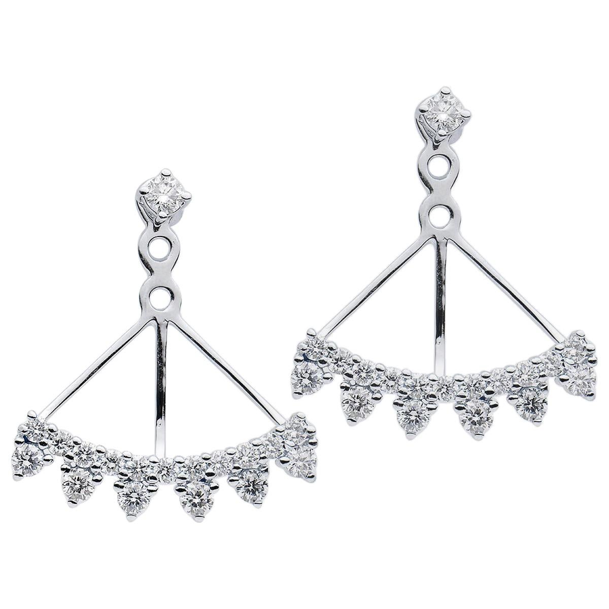 Clous d'oreilles en diamants avec clous d'oreilles en diamants en dessous en vente