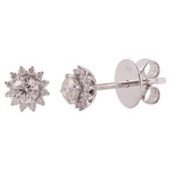 Boucles d'oreilles en or blanc 18 carats avec diamants de 0,50 carat