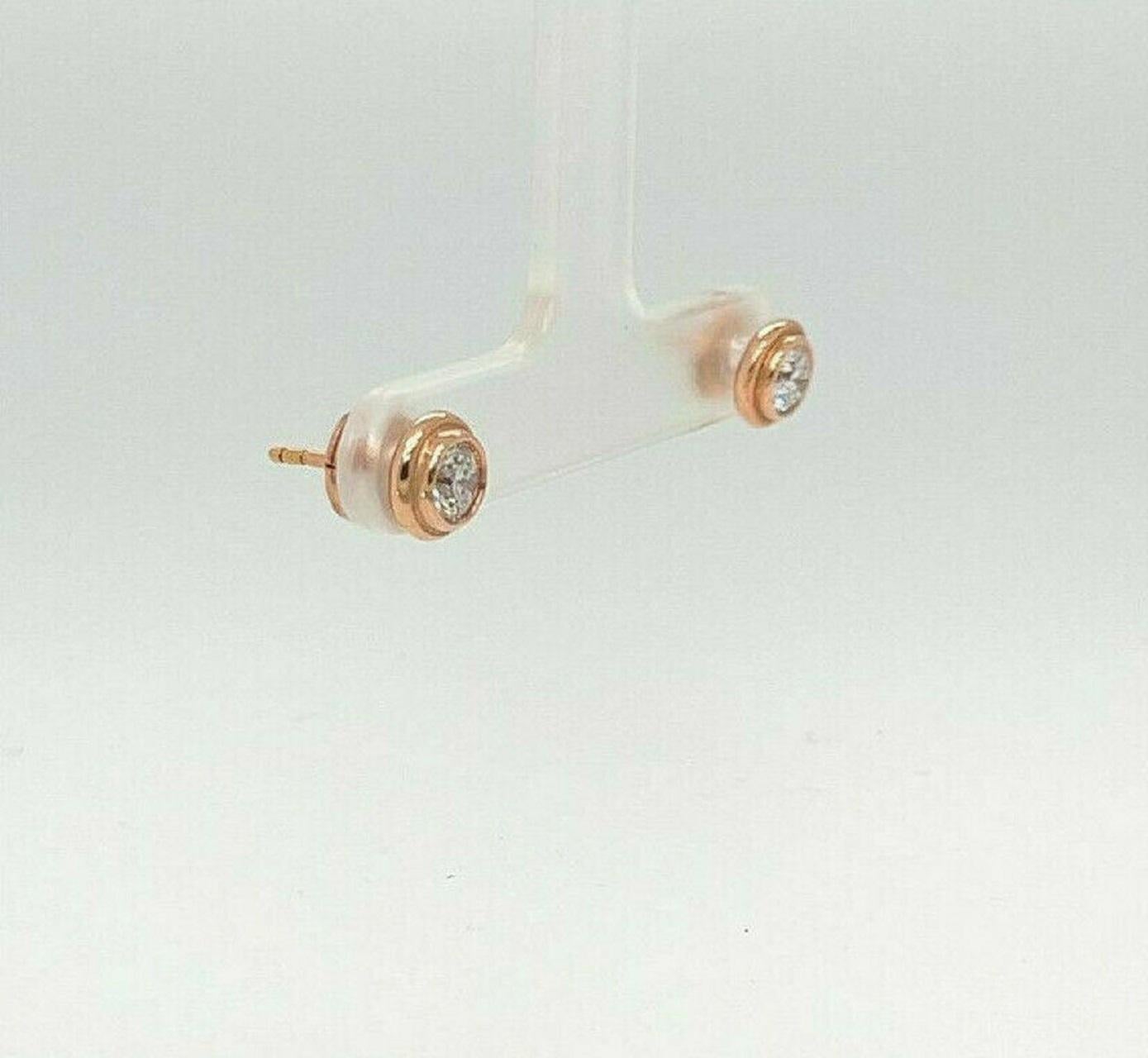 Contemporary Diamond Stud Earrings 0.60 TCW in 18K Rose Gold For Sale