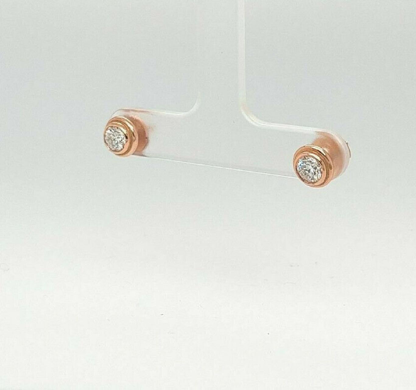 Rose Cut Diamond Stud Earrings 0.60 TCW in 18K Rose Gold For Sale