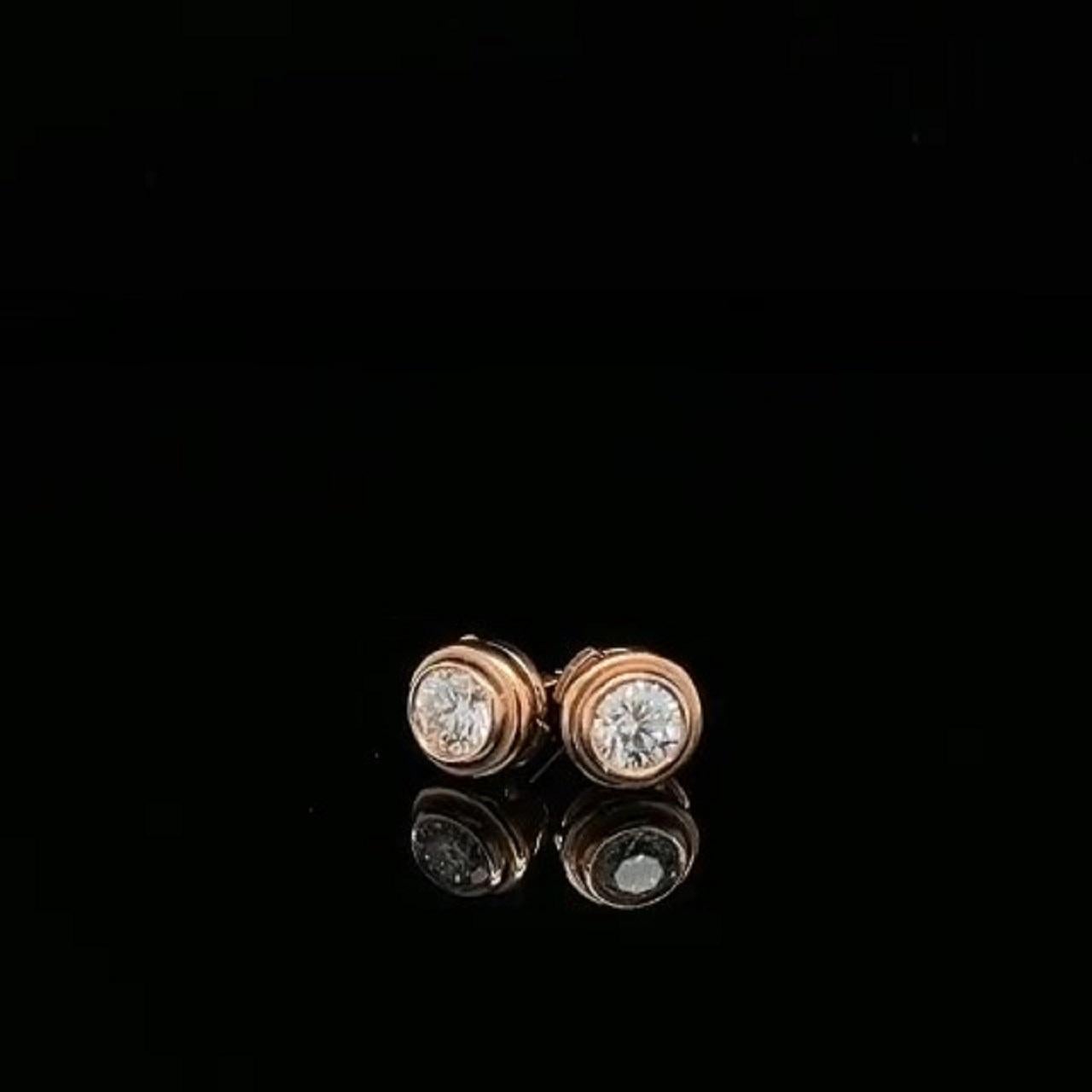 Diamond Stud Earrings 0.60 TCW in 18K Rose Gold In New Condition For Sale In Beverly Hills, CA