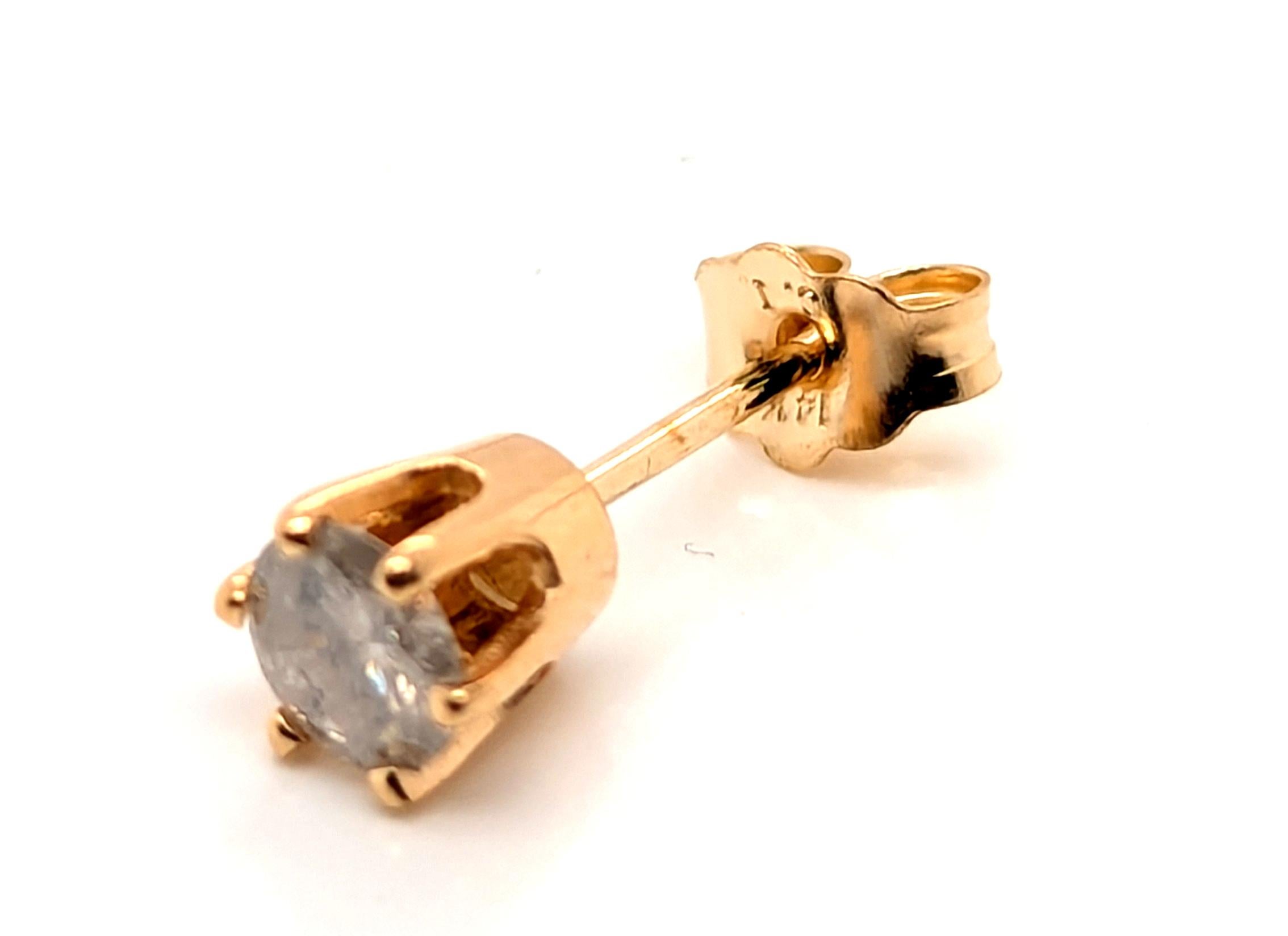 Boucles d'oreilles diamant 1/2 Carat 6 Prong Mined 14K Yellow Gold .50ct Unisexe en vente