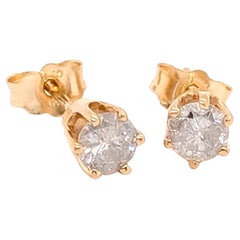 Orecchini con diamante da 1/2 carato a 6 punte in oro giallo 14K .50ct