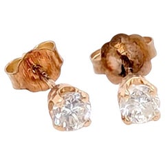 Diamond Stud Earrings 1/3ct Mined 4 Prong 14K Yellow Gold Pushback