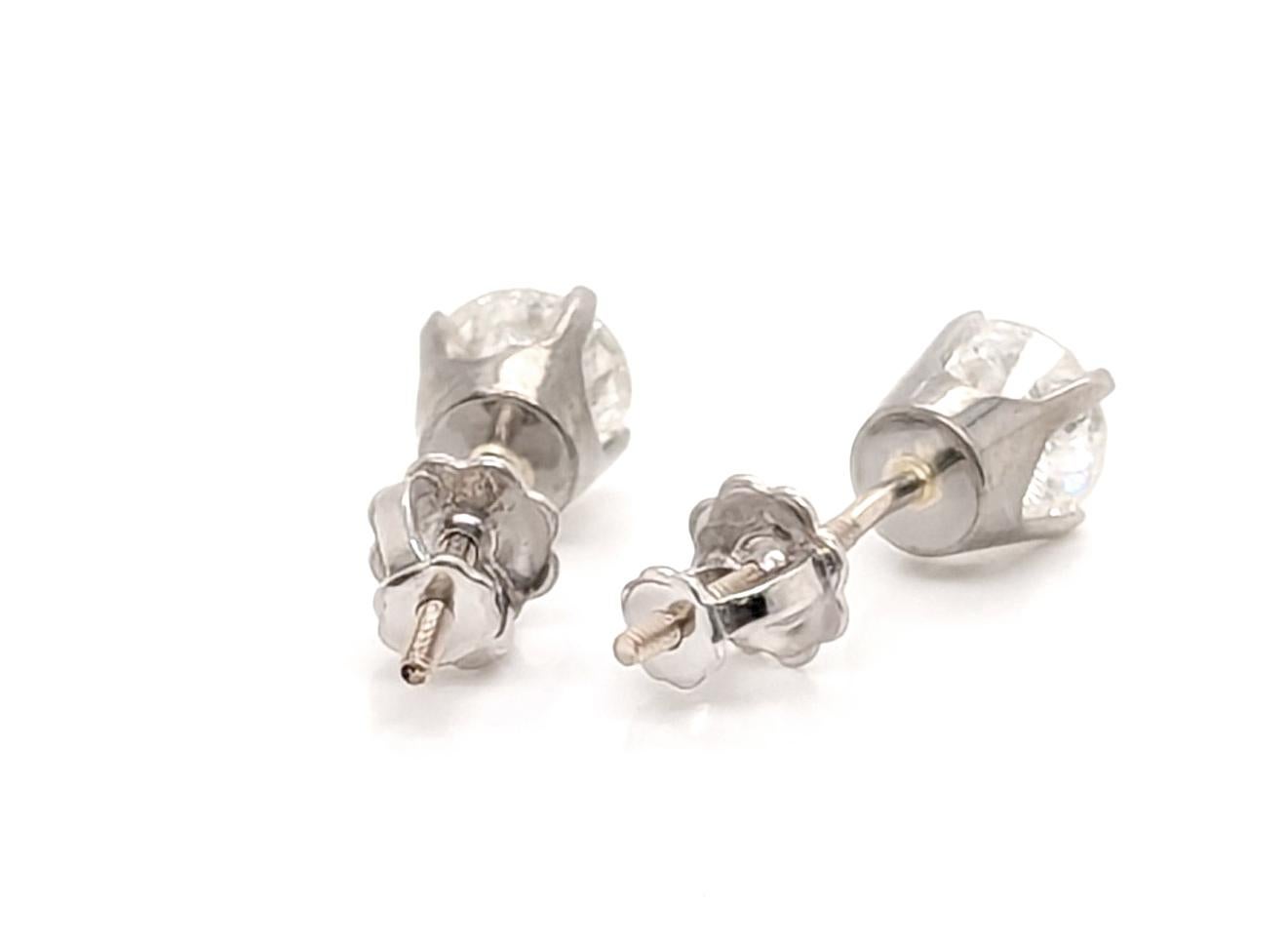 Diamant-Ohrstecker 1 Karat 4 Zacken 14K Weißgold Screwback Mined 1ct im Zustand �„Hervorragend“ im Angebot in Dearborn, MI