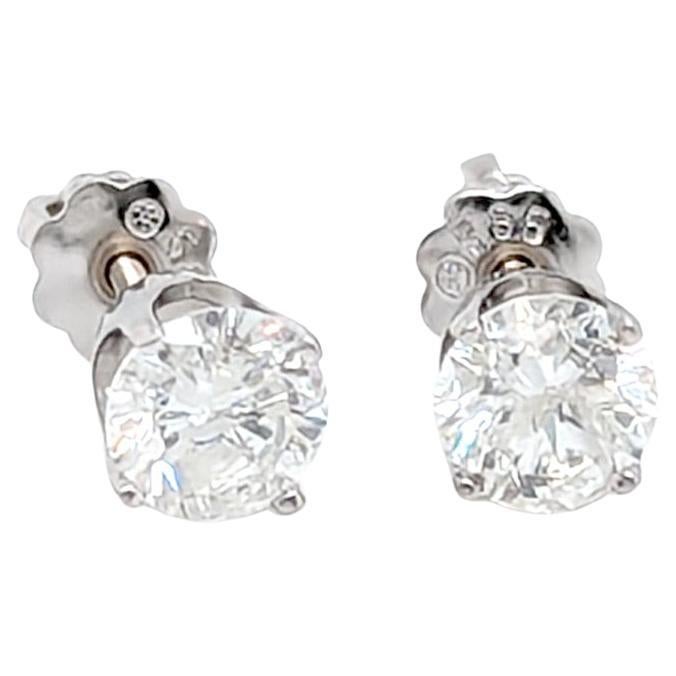 Diamant-Ohrstecker 1 Karat 4 Zacken 14K Weißgold Screwback Mined 1ct im Angebot