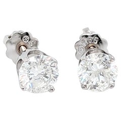 Diamant-Ohrstecker 1 Karat 4 Zacken 14K Weißgold Screwback Mined 1ct
