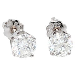 Orecchini con diamante da 1 carato a 4 punte in oro bianco 14K con chiusura a vite, coniato 1ct