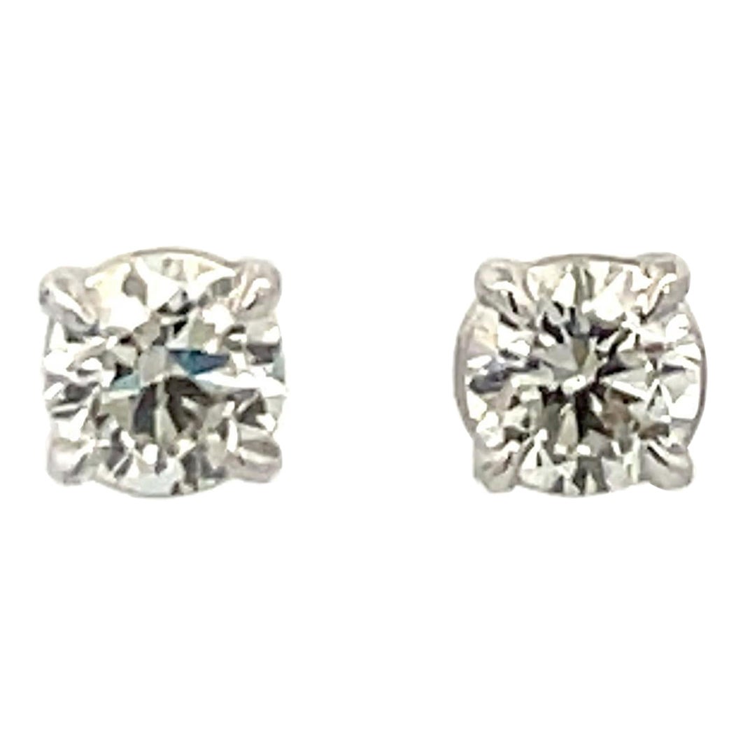 Diamant-Ohrstecker 1,13 Karat K-L I1 14 Karat Weißgold Korbfassung