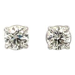 Diamond Stud Earrings 1.13 Carats K-L I1 14 Karat White Gold Basket Setting