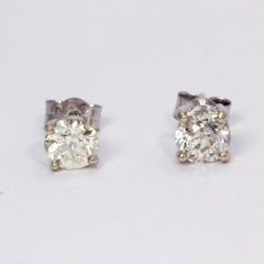 Diamond Stud Earrings 1.34 Total Carat Weight Set in 18 Carat White Gold