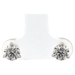 Diamond Stud Earrings 1.40 Carats I SI3-I1 18 Karat White Gold Champagne Setting