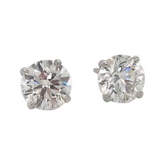 Diamond Stud Earrings 1.40 G-H SI1 14 Karat White Gold