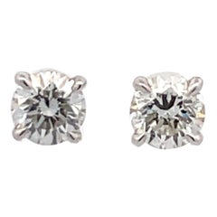 Diamant-Ohrstecker 1,41 Karat J SI2-3 14 Karat Weißgold Champagner-Fassung