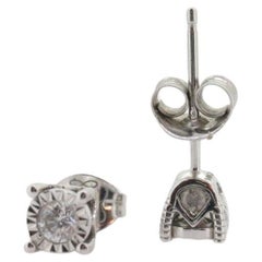 Pendientes de diamantes. Pendientes Solitarios de Diamante 14k. Pendiente con incrustaciones de diamantes
