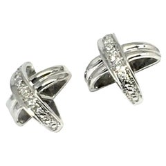 Boucles d'oreilles à clous en diamant, or 14 carats, motif « X », 0,10 carat au total, certifiées