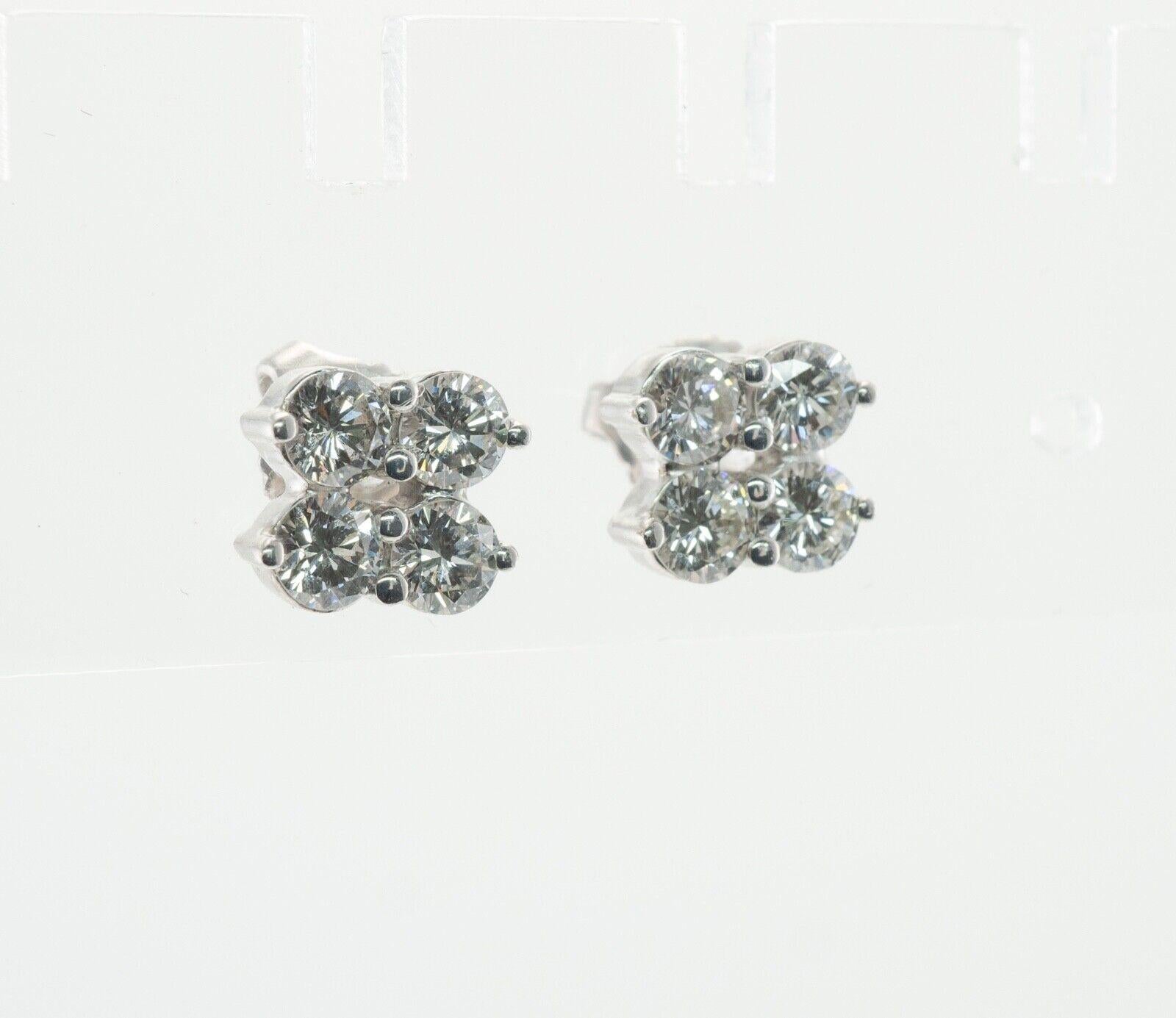 Boucles d'oreilles diamant en or blanc 14K Vintage 1.20 TDW en vente 5