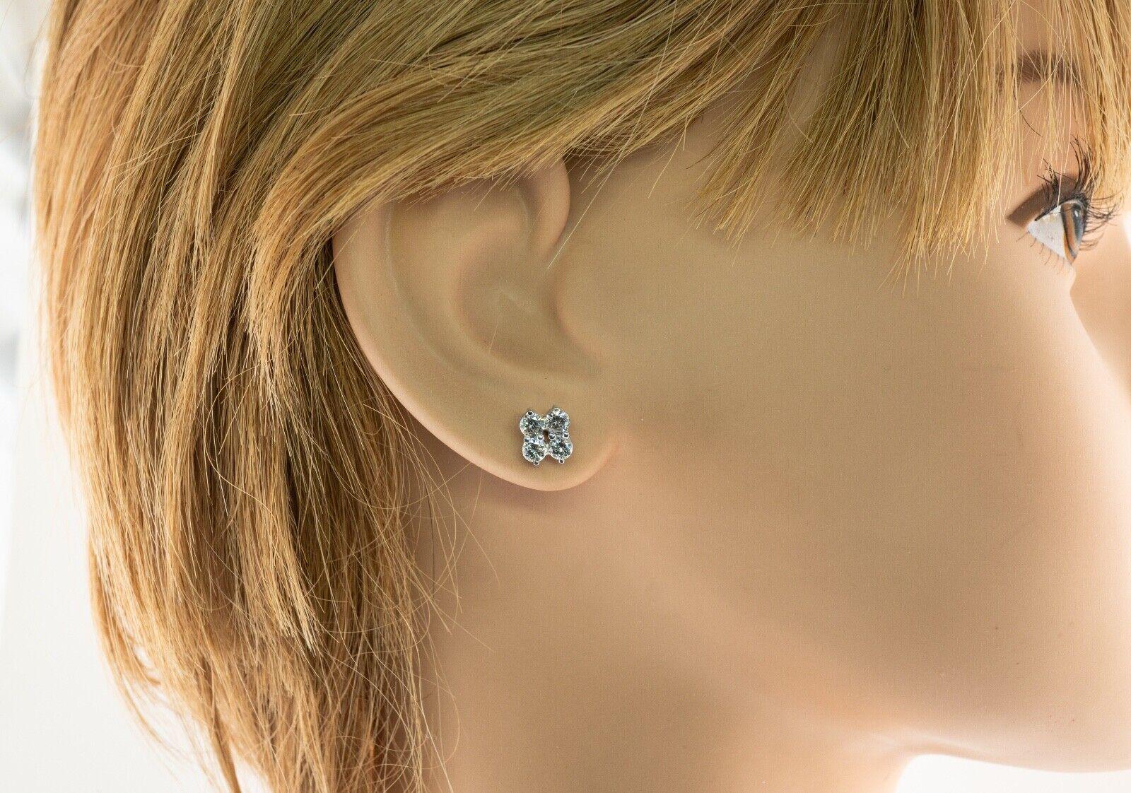 Boucles d'oreilles diamant en or blanc 14K Vintage 1.20 TDW en vente 7