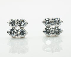 Diamond Stud Earrings 14K White Gold Vintage 1.20 TDW