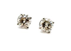 Diamond Stud Earrings 1.50ct Mined 14K 4 Prong White Gold Pushback