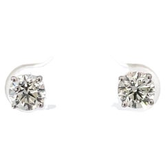 Diamond Stud Earrings 1.60 Carats L SI1-SI2 14 Karat White Gold Basket Setting