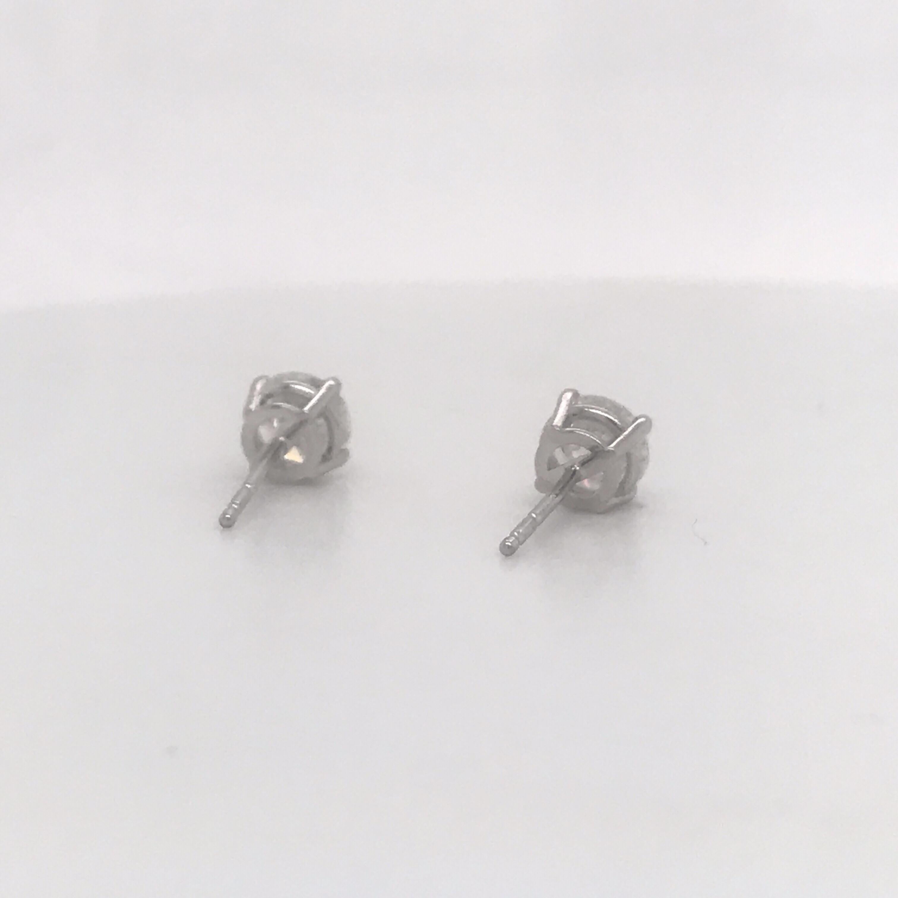 Diamond Stud Earrings 1.81 Carat G I1 14 Karat White Gold In New Condition In New York, NY