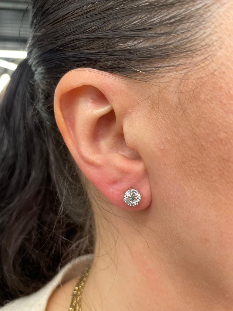 Diamond Stud Earrings Carats I-J SI1 14 Karat White Gold