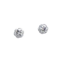 Diamond Stud Earrings 18k White Gold 0.5 TCW Certified