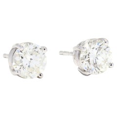 Diamond Stud Earrings, 18K White Gold, Basic Diamond Studs, Large Diamond