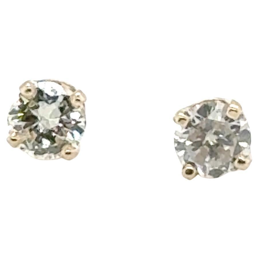 Diamond Stud Earrings 2/3 Carat 4 Prong Mined 14K Yellow Gold .65ct