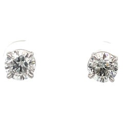 Diamond Stud Earrings 2 Carats G-H 1 14 Karat White Gold Basket Setting