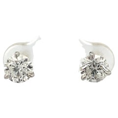 Diamond Stud Earrings 2.01 Carats H I1 18 Karat White Gold Champagne Setting