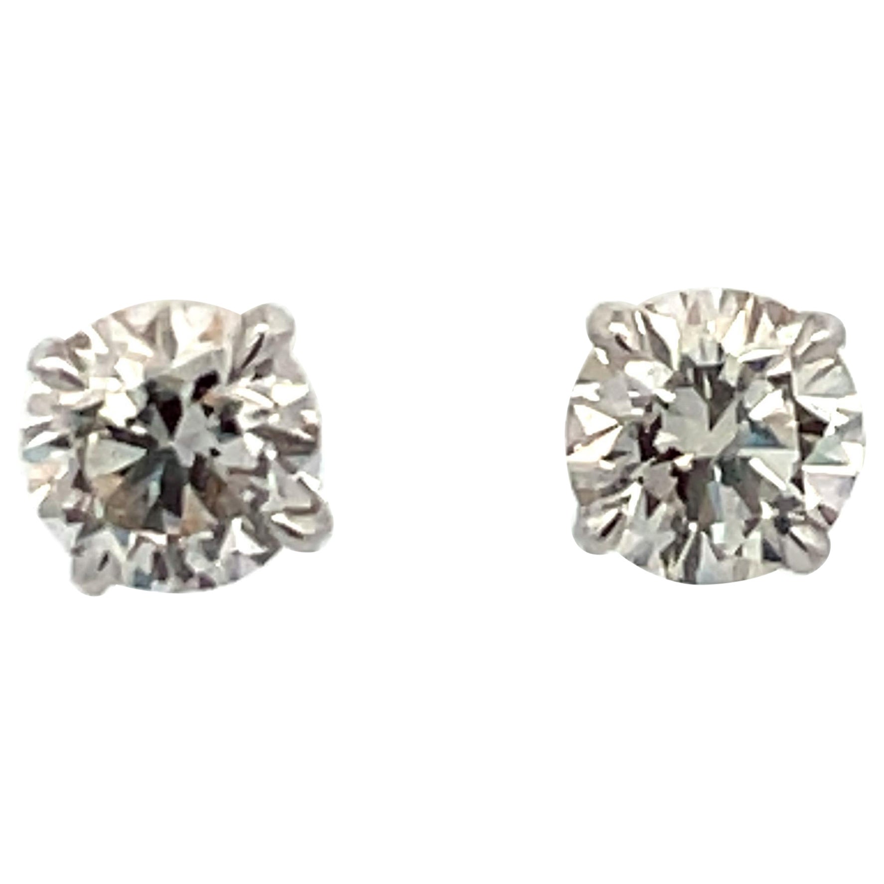 Diamant-Ohrstecker 2,01 Karat K I2 14 Karat Weißgold Korbfassung