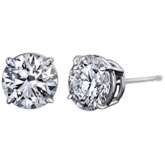 Diamond Stud Earrings 2.04 Carat with GIA Certificates Platinum 4-Prong