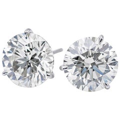Diamond Stud Earrings, 2.09 Carat GIA Certified, I, I1