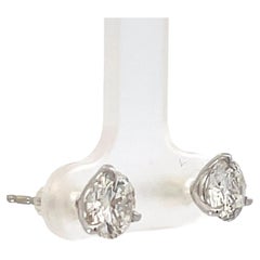 Diamond Stud Earrings 2.09 Carats H-I I1 18 Karat White Gold Champagne Setting
