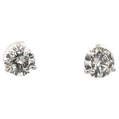 Diamant-Ohrstecker 2,09 Karat H-I I1 18 Karat Weißgold Champagner- Fassung