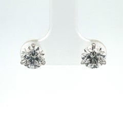 Diamond Stud Earrings 2.33 Carats H-I SI2-I1 18 Karat White Gold Champagne Set