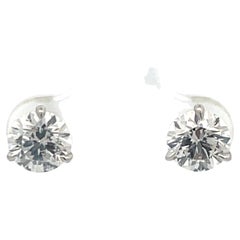 Diamond Stud Earrings 2.33 Carats H-I SI2-I1 18 Karat White Gold Champagne Set