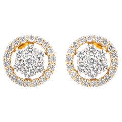 Diamond Stud Earrings 2.40 Carats Total 18k Yellow Gold