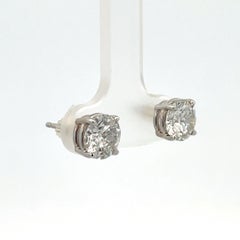 Diamond Stud Earrings 2.49 Carat H-I I1 14 Karat White Gold Basket Setting