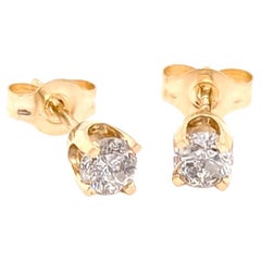 Diamond Stud Earrings .25ct Mined RBC 4 Prong 14K Yellow Gold Pushback