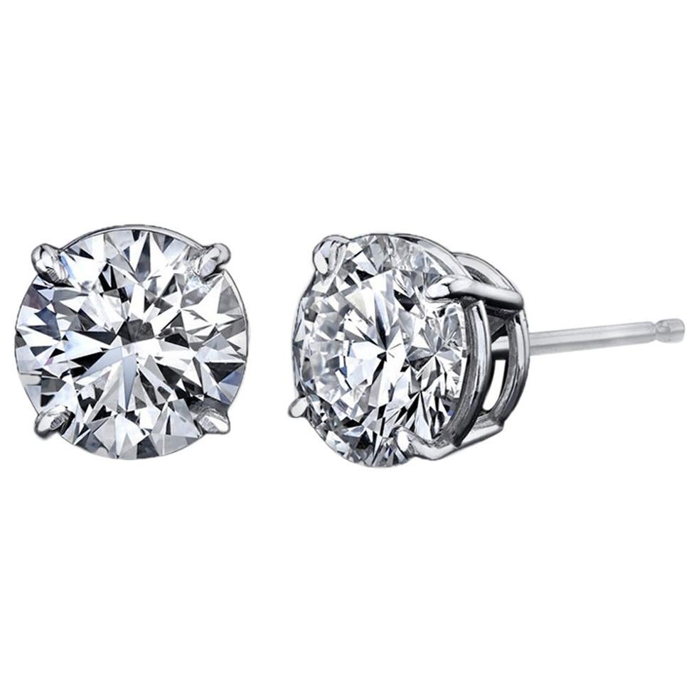 Diamond Stud Earrings 2.80 Carat with GIA Certificates Platinum 4-Prong