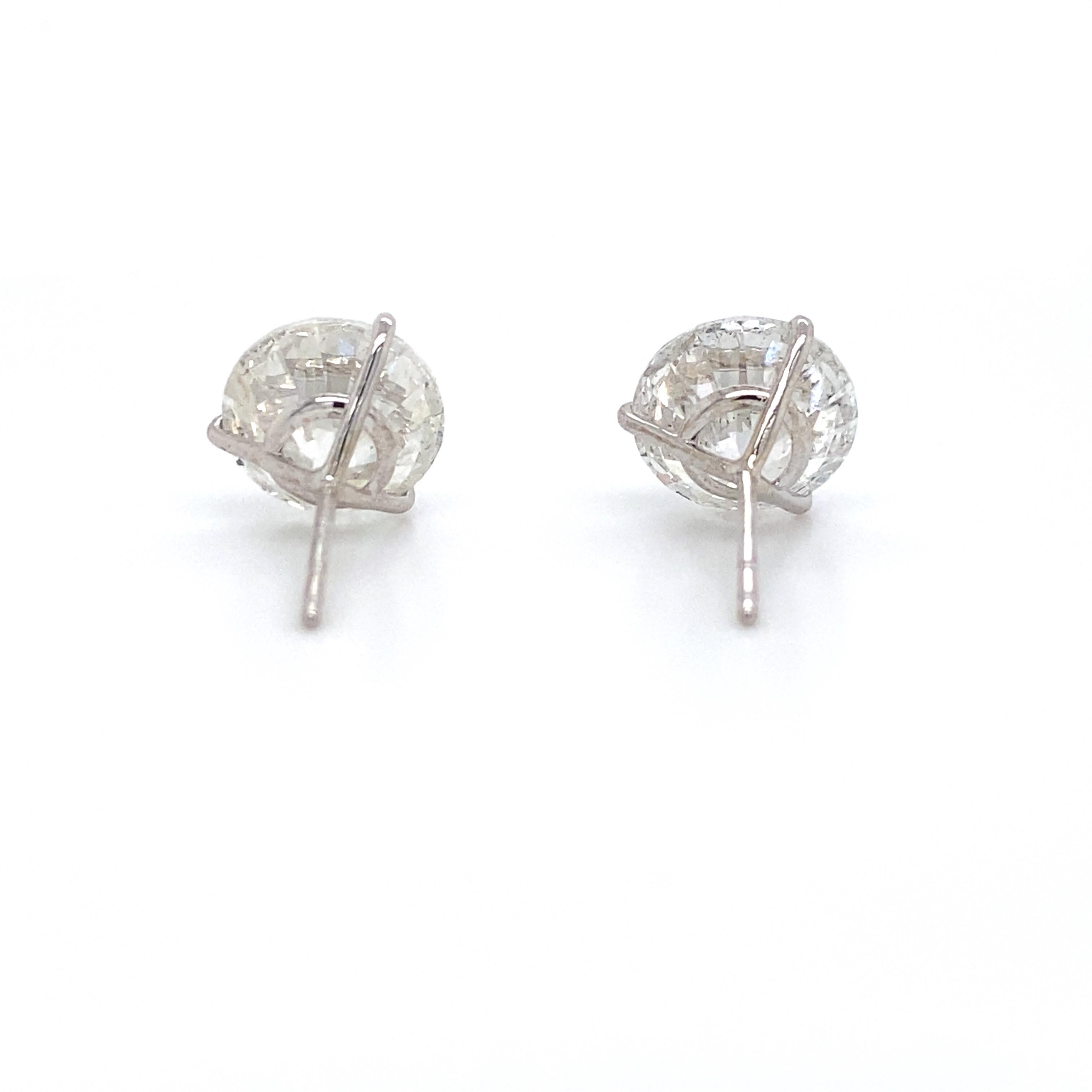 Diamond Stud Earrings 2.84 Carat H-I SI2-I1 18 Karat White Gold In New Condition In New York, NY