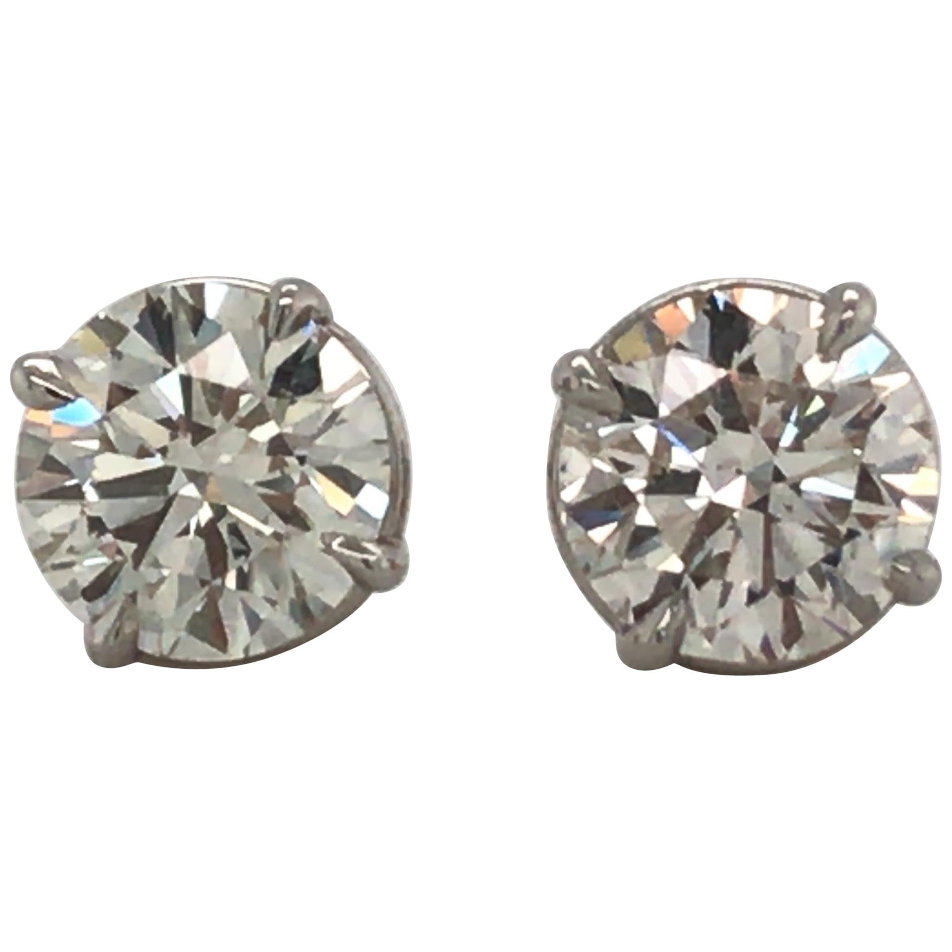 Diamond Stud Earrings 3.00 Carat J VS2-SI1 14 Karat White Gold